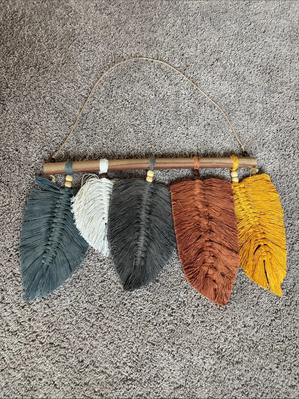 Boho Macrame Feather Wall Hanging - Multi Color